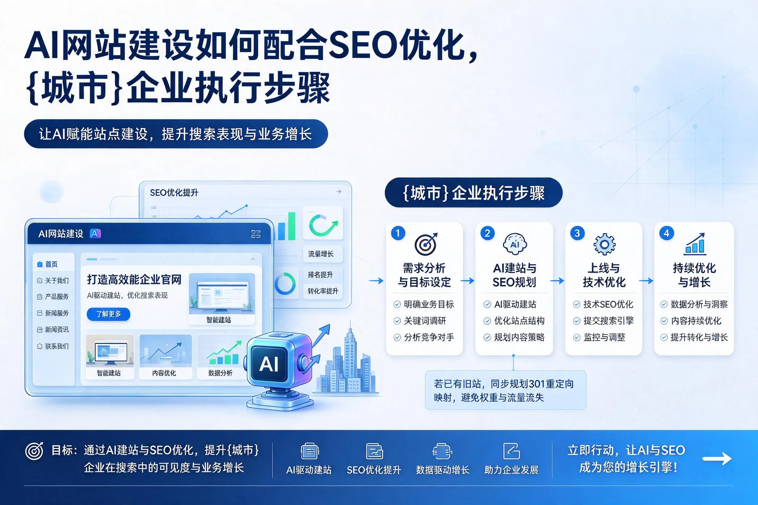 AI网站建设如何配合SEO优化,平凉企业执行步骤