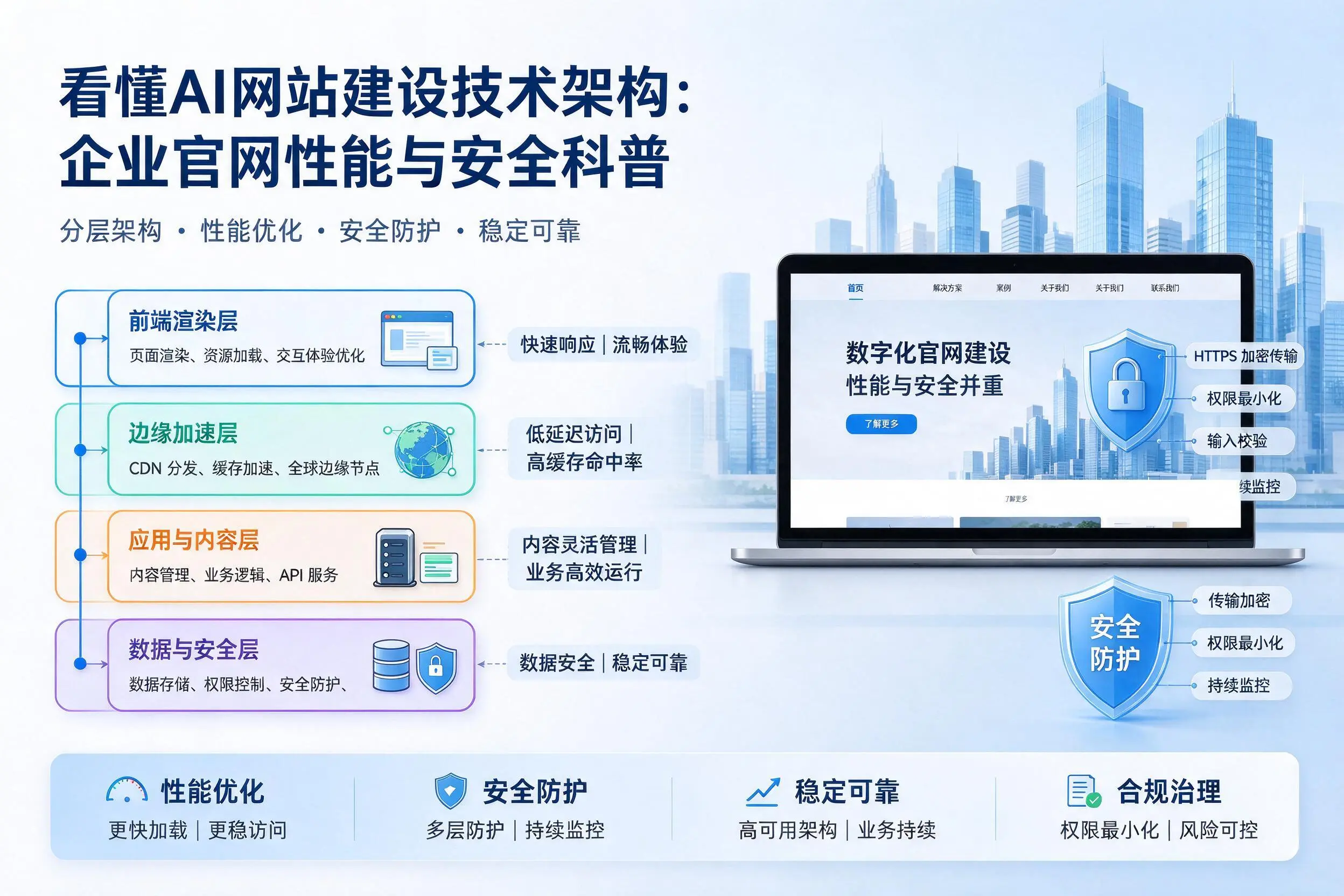 看懂AI网站建设技术架构:平凉企业官网性能与安全科普