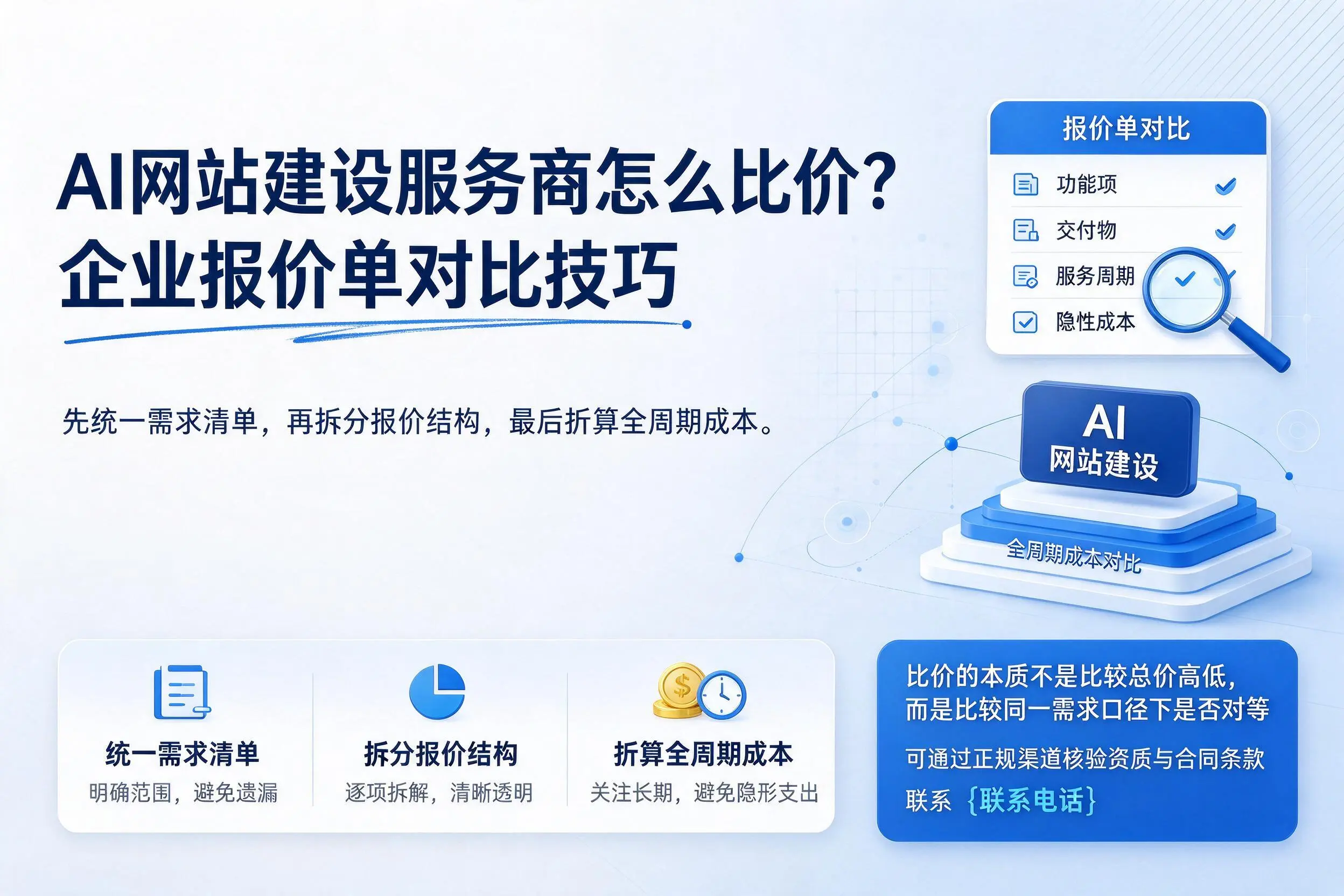 AI网站建设服务商怎么比价?平凉企业报价单对比技巧