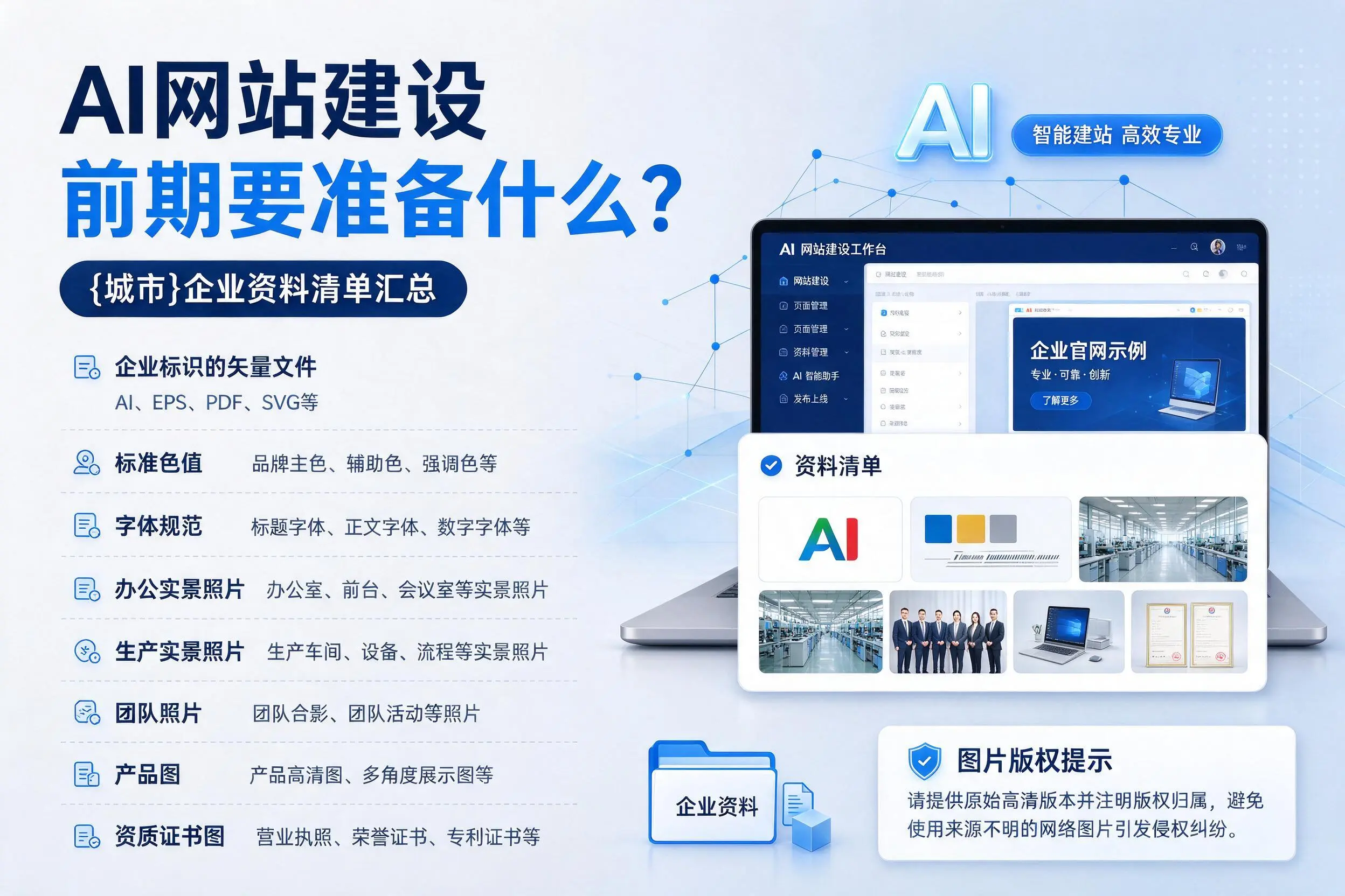AI网站建设前期要准备什么?平凉企业资料清单汇总